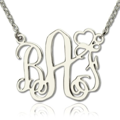 Personalised Initial Monogram Necklace With Heart Srerling Silver - By The Name Necklace;