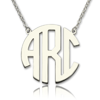 18ct Solid White Gold Initial Block Monogram Necklace