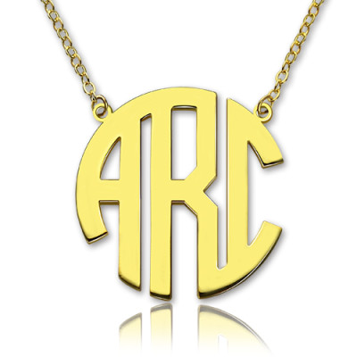 Solid Gold 18ct Initial Block Monogram Pendant Necklace - By The Name Necklace;