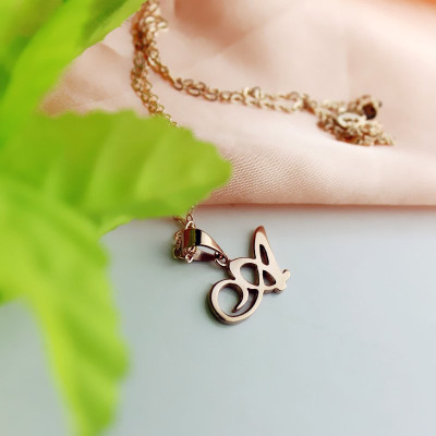 Personalised Initial Pendant Necklace 18ct Rose Gold Plated