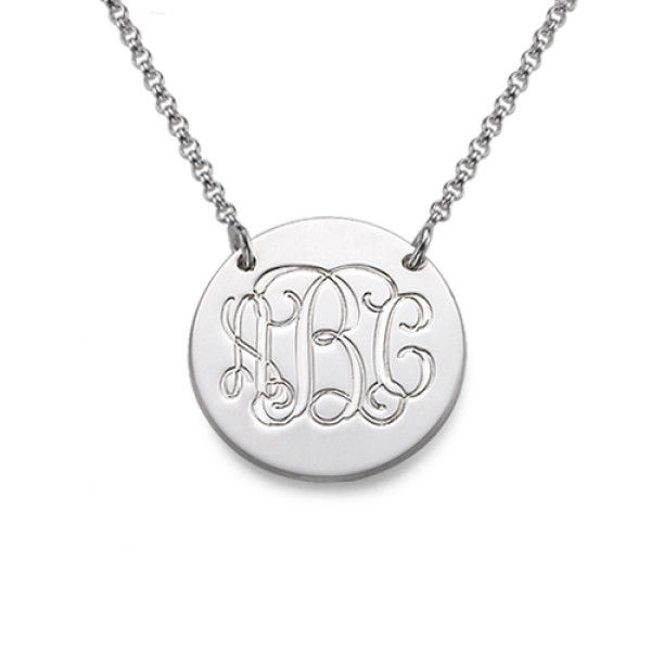 Sterling Silver Monogram Disc Pendant Necklace