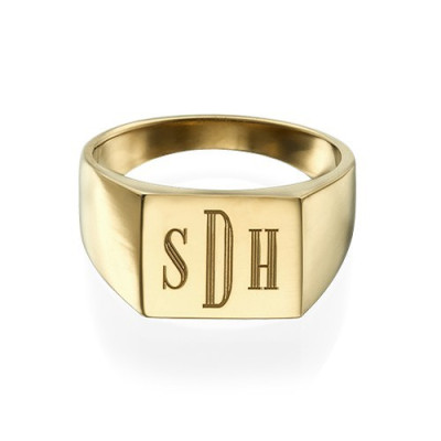 Personalised Signet Ring with 18k Gold Plating