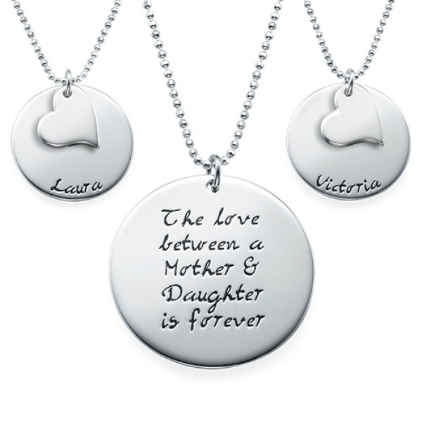 3-Piece Engraved Necklace Gift Set For Mom & Daughter - Personalised Message