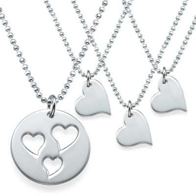 Mom & Daughter Matching Heart Necklace Set