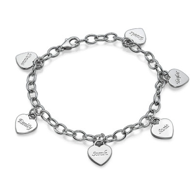 Mum Charm Bracelet/Anklet with Personalised Hearts - By The Name Necklace;
