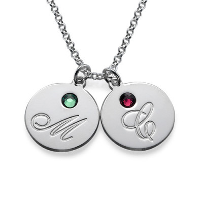 Multiple Initial Pendant Necklace with Birthstones  - By The Name Necklace;