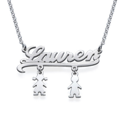 Mummy Name Necklace with Kids Charms - By The Name Necklace;