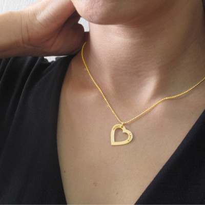 18k Gold Plated Silver Engraved Necklace - Heart With Custom Engraving