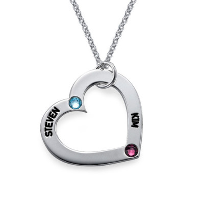 Mothers Birthstone Heart Pendant Necklace