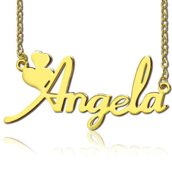 Customised Solid Gold Heart Shaped Name Necklace for Girls