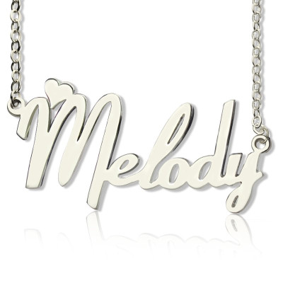 Personalised 18ct White Gold Plated Heart Name Necklace for Girls - Fiolex Fonts