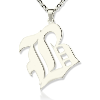 Personalised Initial Letter Charm Old English Sterling Silver - By The Name Necklace;