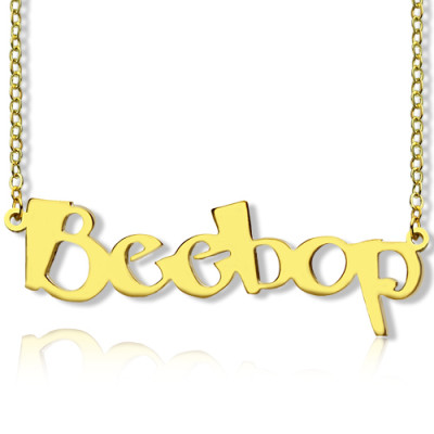 18ct Gold Personalised Name Necklace in Beetle Font