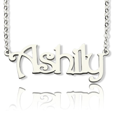 925 Sterling Silver Harrington Font Name Necklace - By The Name Necklace;