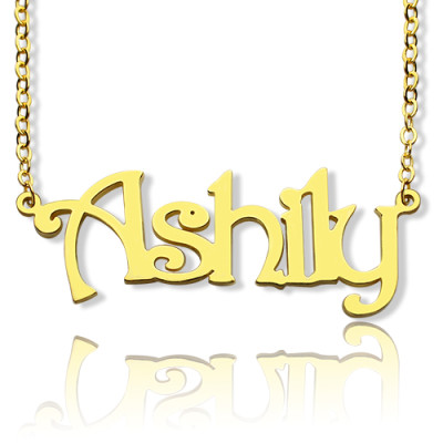 18ct Gold Plated Name Necklace - Solid Gold Harrington Font