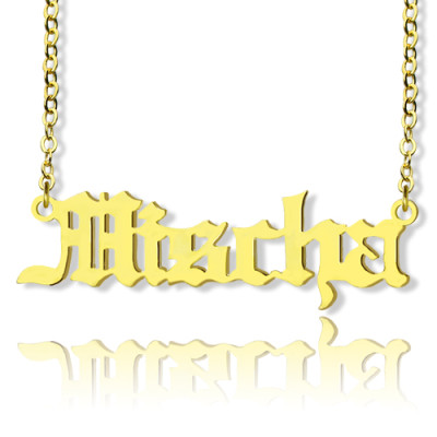 18ct Gold Plated Old English Name Necklace by Mischa Barton