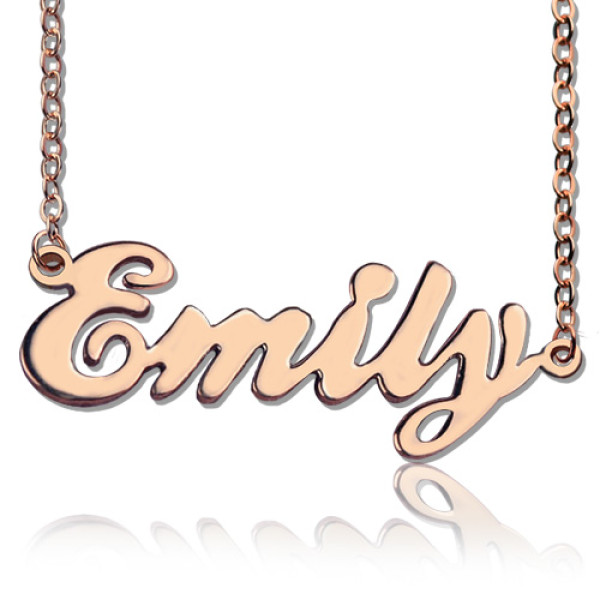 Engraved Cursive Script Name Necklace in 18ct Solid Rose Gold