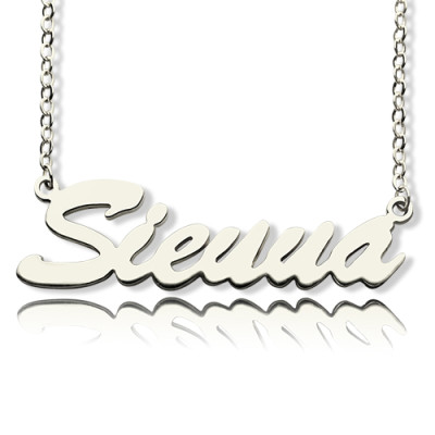 Personalised Solid White Gold Sienna Monogram Name Necklace