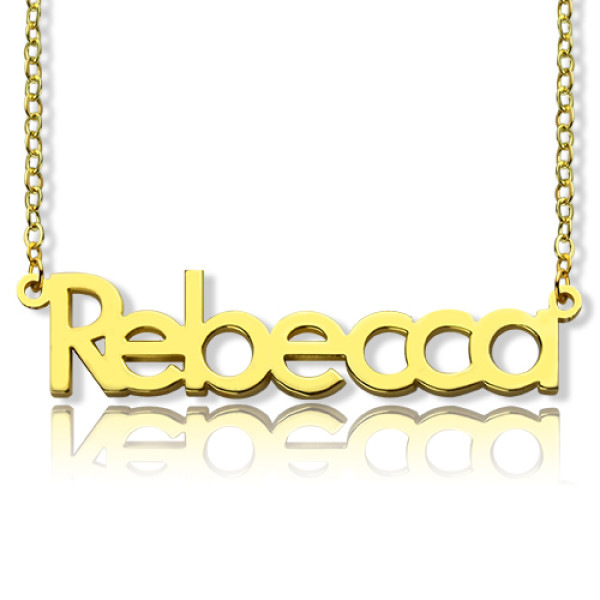 Personalised 18ct Gold Plated Nameplate Necklace with "Rebecca