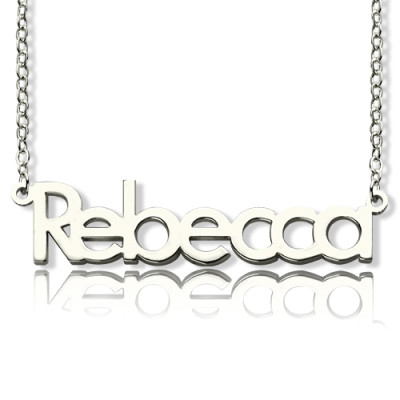 Solid White Gold Rebecca Style Name Necklace - By The Name Necklace;