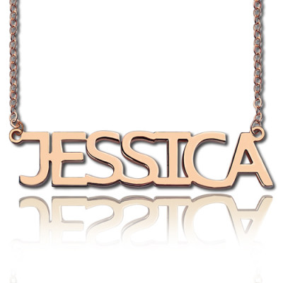 Solid Rose Gold Plated Jessica Style Name Necklace - By The Name Necklace;