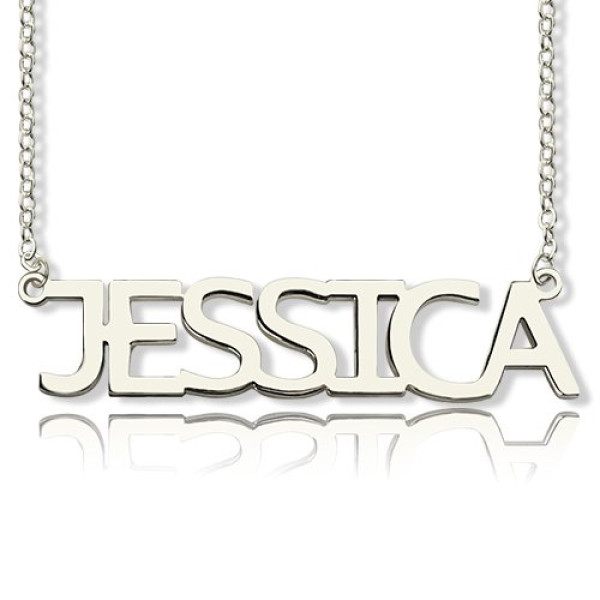 Personalised Silver Block Letter Name Necklace with "Jessica