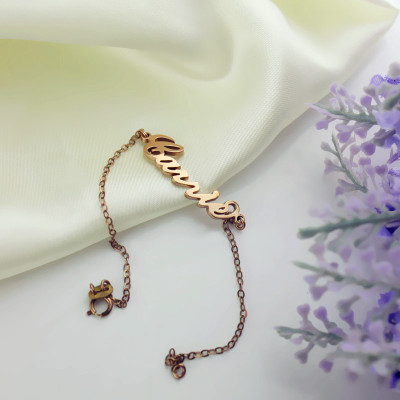 Rose Gold Plated 925 Silver Personalised Name Bracelet, Carrie Design