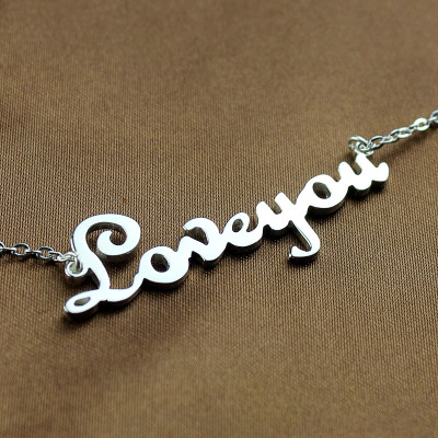 Custom Sterling Silver Cursive Engraved Name Pendant Necklace