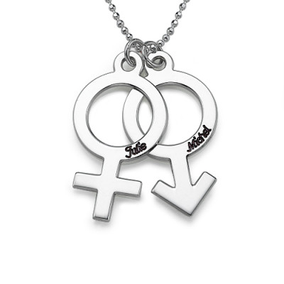 Necklace with Female  Male Symbol - By The Name Necklace;