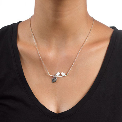 Personalised Silver Bird Necklace - Customised Gift for Mums