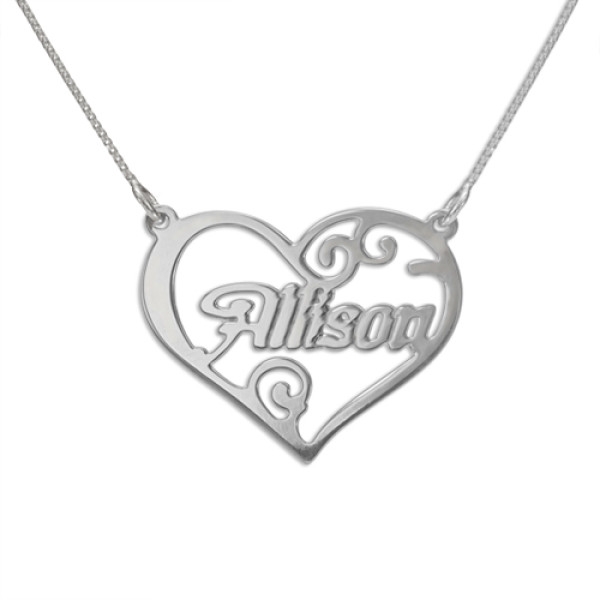 Custom Engraved Heart Pendant Necklace with Name