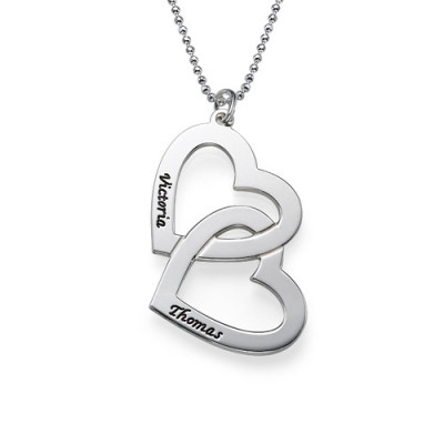 Personalised Heart in Heart Necklace - By The Name Necklace;