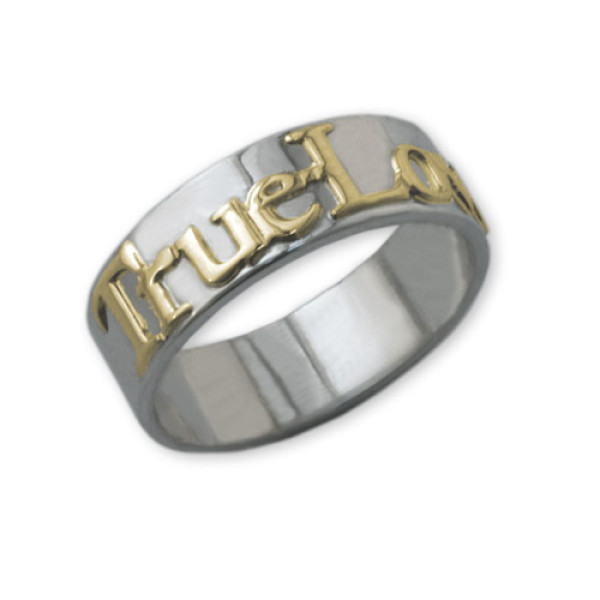 Custom Engraved 18ct Gold Silver Promise Ring