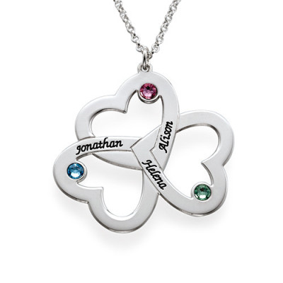 Personalised Sterling Silver Heart Necklace - 3 Interlinking Hearts