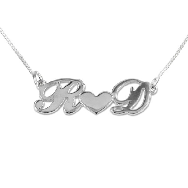 Custom Silver Heart Pendant - Personalised Couples Necklace