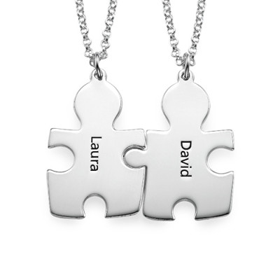 Custom Engraved Silver Puzzle Necklace