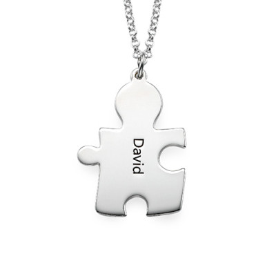 Custom Engraved Silver Puzzle Necklace