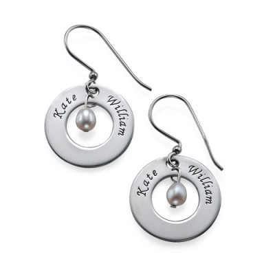 Personalised Earrings with Two Names  Birthstone  - By The Name Necklace;