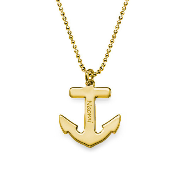 18K Gold Plated Sterling Silver Anchor Necklace
