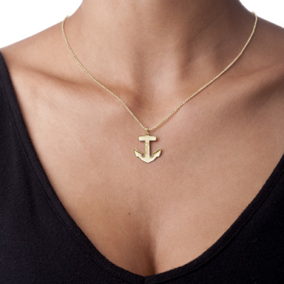 18K Gold Plated Sterling Silver Anchor Necklace