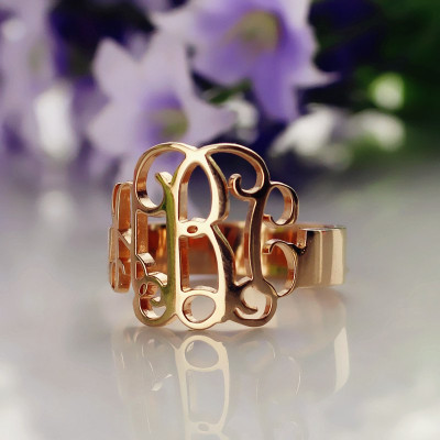 Custom Engraved Rose Gold Monogram Ring
