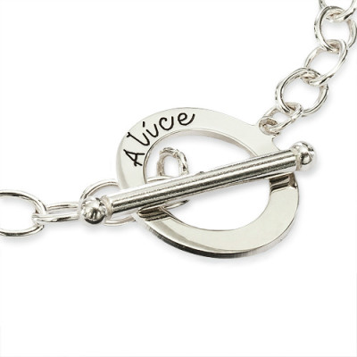 Engraved Silver T-Bar Bracelet/Anklet - Personalised Gift