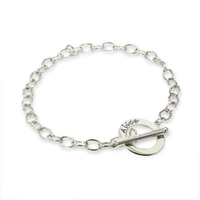 Engraved Silver T-Bar Bracelet/Anklet - Personalised Gift