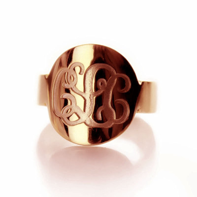 Engraved Script Rose Gold Monogrammed Ring With My Engraved