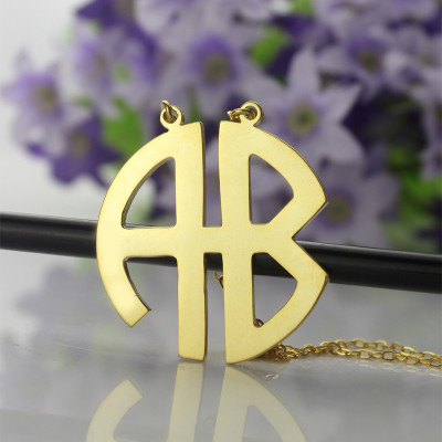 18ct Gold Plated 2 Letters Capital Monogram Necklace - By The Name Necklace;
