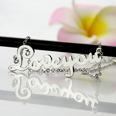 Custom Sterling Silver Cursive Engraved Name Pendant Necklace