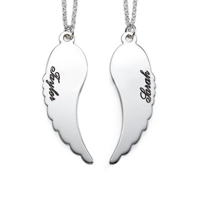 Set of Two Sterling Silver Angel Wings Necklace - By The Name Necklace;