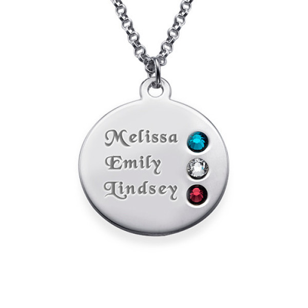 Personalised Silver Birthstone Necklace for Mum with up to 3 Inscriptions