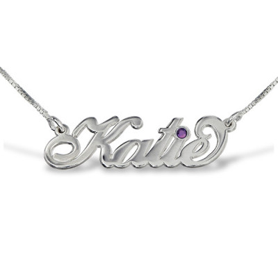Silver "Carrie" Style Swarovski Name Necklace - By The Name Necklace;