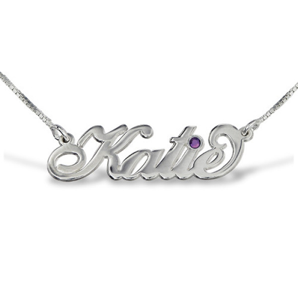 Personalised Swarovski Crystal Sterling Silver Name Necklace - Carrie Style